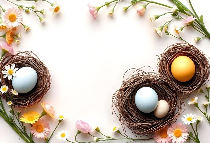 Easter Elegance Floral Nests and Colorful Eggs